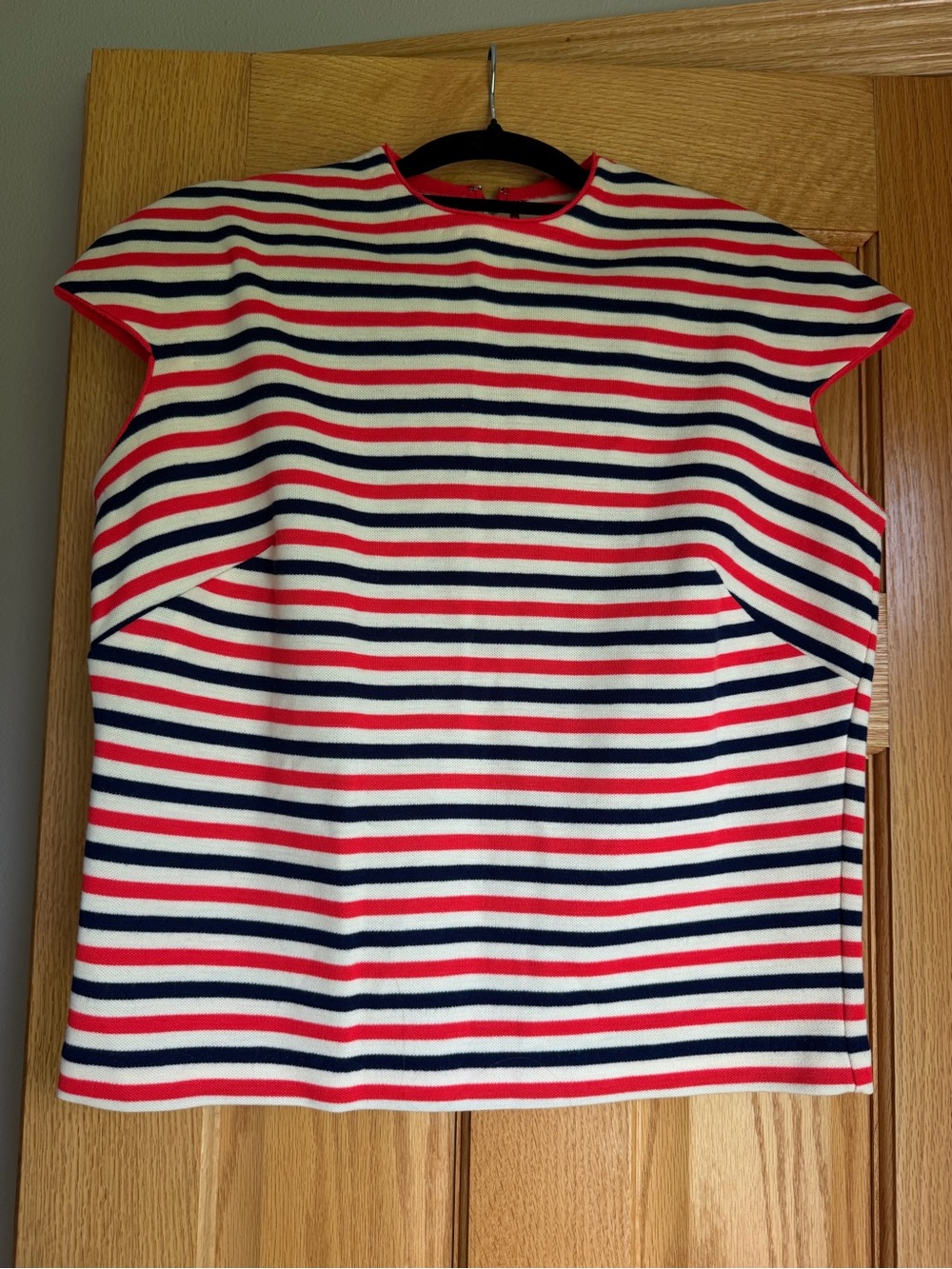 Vintage Catalina Striped Knit Cap Sleeve Top Red White Blue Nautical 11/12